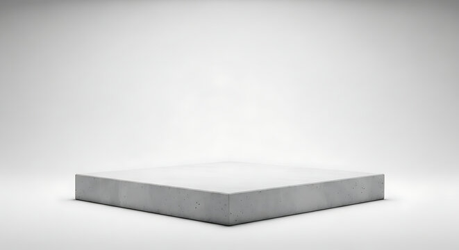 A simple, low-profile concrete platform or stage with a slightly rough texture is centered on a clean white background, product display or