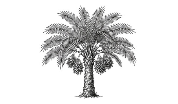Hand drawn date fruit palm tree vector illustration isolated on white background