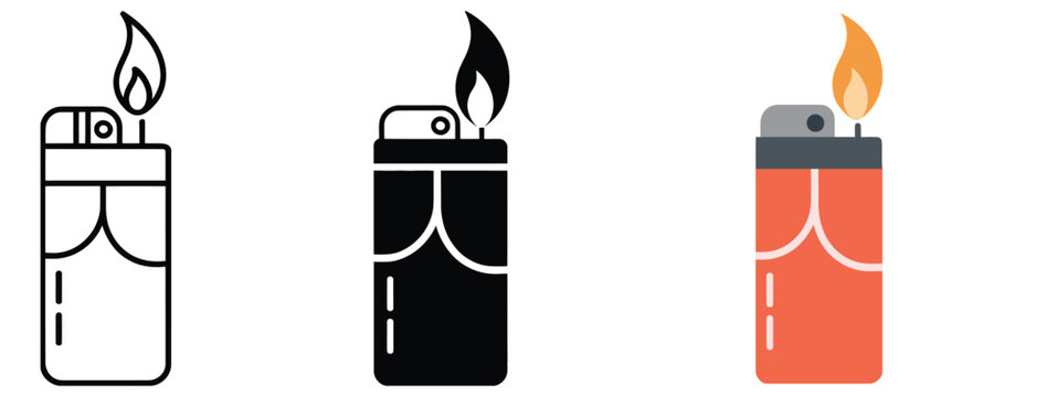 Lighter icon gasoline fuel ignition device, pocket flame spark tool, vintage lighter illustration, fire starter symbol, portable energy source vector.