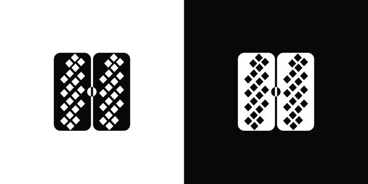 Black and white of two stylized hands holding smartphones with checkered screen patterns checkered pattern