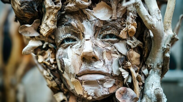 A recycled sculpture made from natural materials, symbolizing the creativity and resourcefulness inherent in zero waste