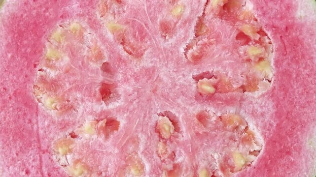 Pink guava on wooden board. 