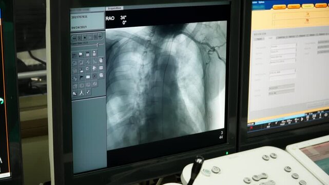 Modern methods of analysis and human research. Medical Screens with indicators. Modern medicine concept.