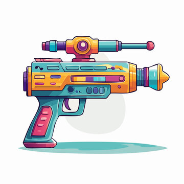 Colorful Retro Toy Ray Gun with Scope
