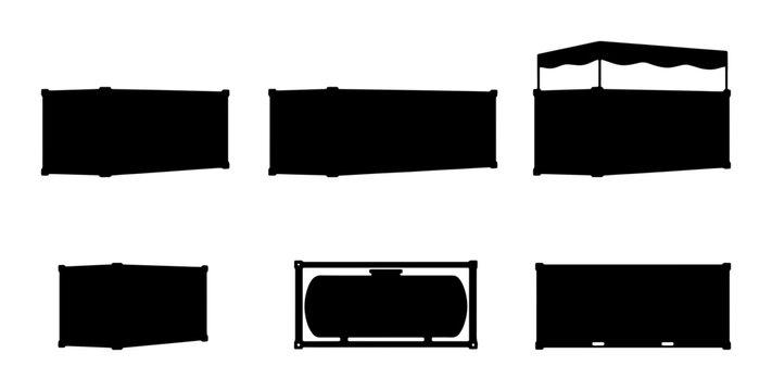 Shipping Container Silhouettes, Cargo Box Icons, Freight Transport Vector Graphics, Logistics Storage Modules, Industrial Shipping Solutions