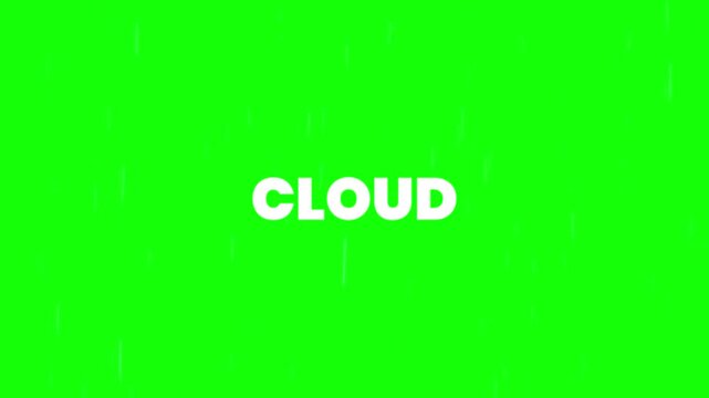A bright green screen with the word CLOUD written in white, suggesting a digital overlay or a backdrop for video editing, often used for visual effects and graphic design