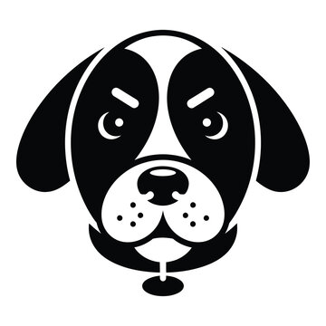 Black and white dog face with angry expression  simple graphic illustration icon