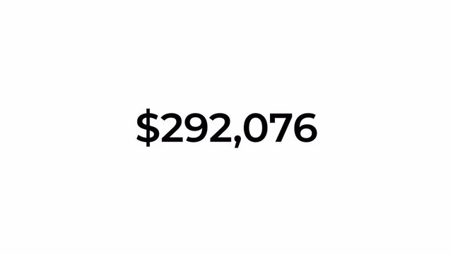 0 to 500 Thousand Dollar Counting Animation with Transparent Background and Alpha Channel in 4K UHD for Financial Infographic Dashboard Presentation and Video Overlay Use
