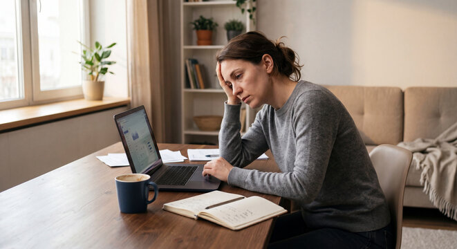 Remote worker exhausted in home office