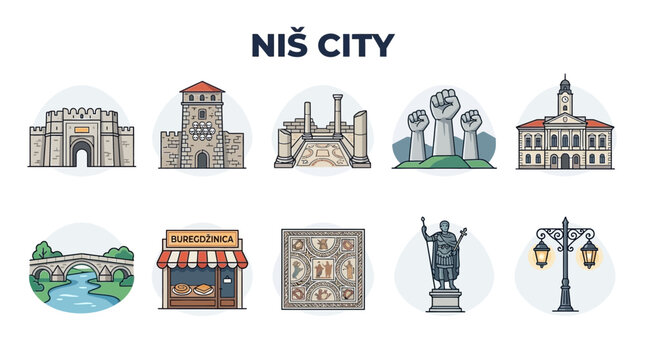 Ni&scaron; City Landmarks and Icons Collection.