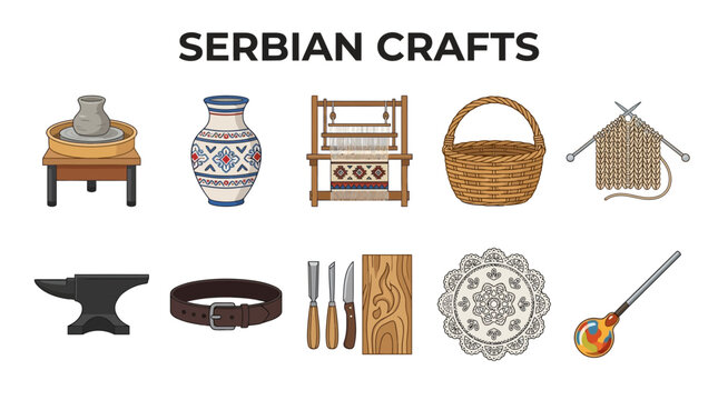 Collection of Traditional Serbian Crafts and Tools.
