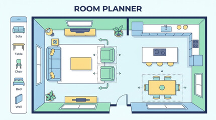 Interior Design Room Planner Layout Visualization. © Joni