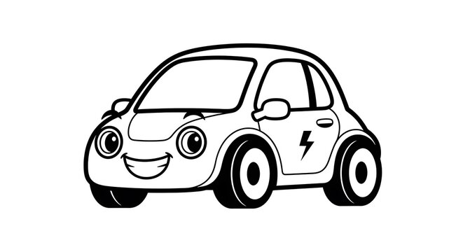 Smiling Electric Car Illustration.