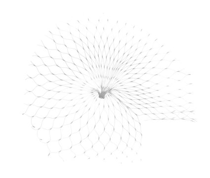 torn plastic fruit net flying, bag isolated on white background and texture, design element, transparency
