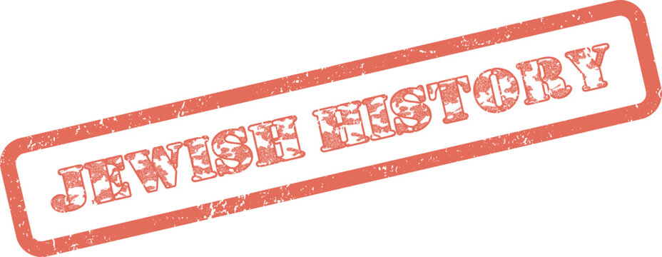 Distinctive red rubber stamp showcasing the important phrase Jewish History for historical documents
