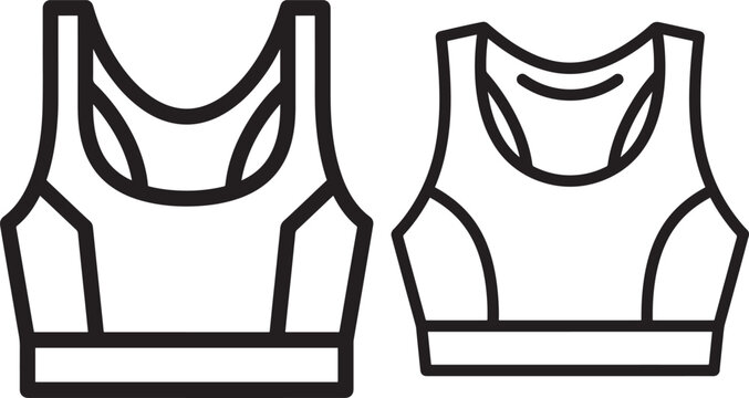 Sports bra icon vector outline set for fitness wear