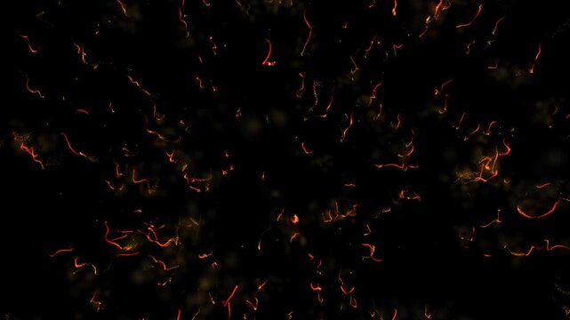 Ethereal fire swirls and glowing embers dancing like mystical spirits in the dark 