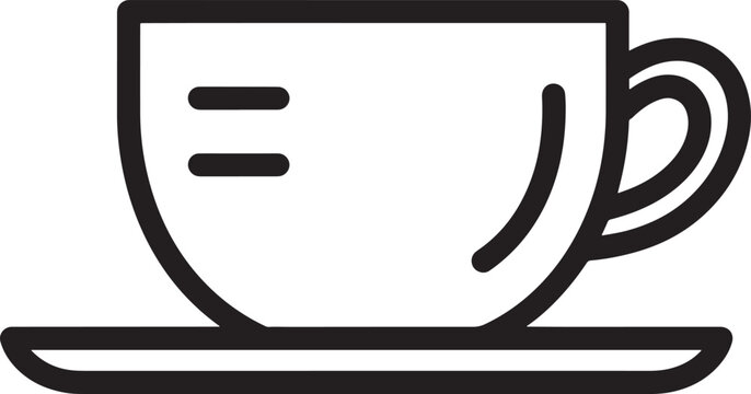 Coffee cup and saucer silhouette icon black and white simple