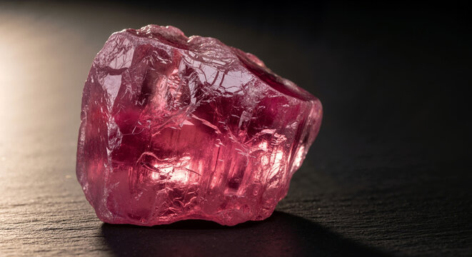 Rough pink corundum crystal gemstone in natural raw form for advertising social media banner website marketing and commercial editorial use