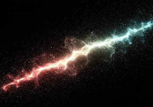 Abstract visualization of subatomic particle fields forming a vibrant energetic quantum aura against a deep void background, structure, subtle, electricity
