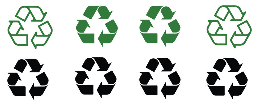 Recycle symbol for eco-friendly sustainability concept, circular arrows icon, waste reduction system, environmental protection, and green energy recycling process vector