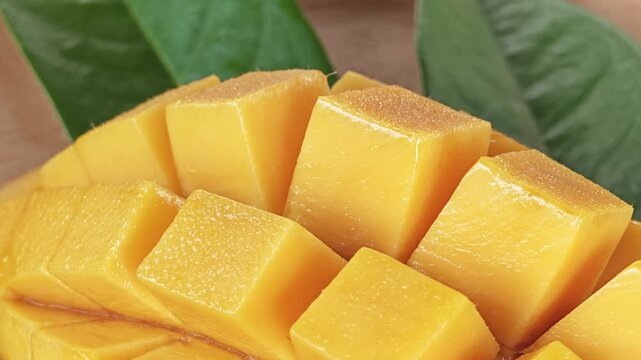 Yellow mango slice. Sweet delicious. Zoom in.