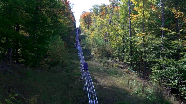 Cliffside Coaster ascending Mount Von Hoevenberg in the Adirondacks in upstate New York
