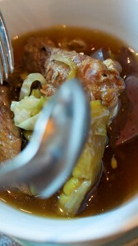 Thai Noodle Soup with Braised Chicken Wing and Blood Tofu