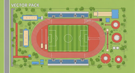 Aerial View of a Modern Sports Stadium Complex. © Hss