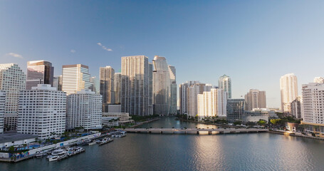 Fototapeta premium Miami brickell skyline with skyscrapers along river
