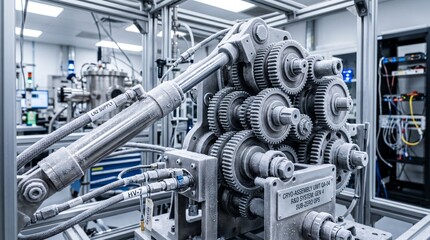 Naklejka premium Cryogenic Industrial Machinery Gear System in Sub-Zero Research Lab