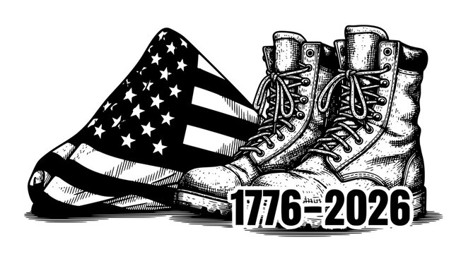 Military boots and american flag usa bicentennial 1776-2026 lace