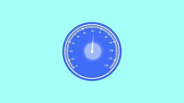 Abstract speedometer measuring increasing speed motion graphics animation, illustrating dynamic progress and performance metrics with a futuristic digital design and smooth needle movement