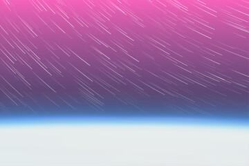 White soft planet outline in purple space. Earth horizon, star trails © arvitalya