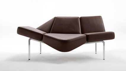 Obraz premium Brown Leather Sofa Isolated on White Background