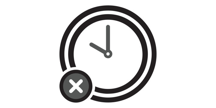 Clock with X Cancel Mark Timeout Icon
