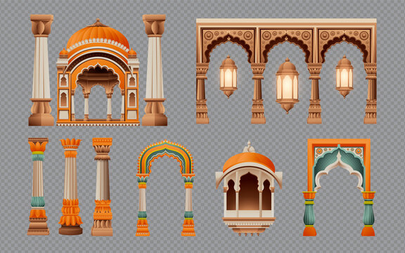 Indian Arch and Pillar Elements Set