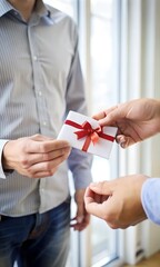 Obraz premium Giving Gift Card Or Voucher
