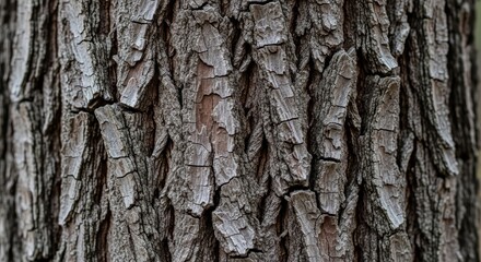 Fototapeta premium Intricate Close-Up View of Rough, Cracked Tree Bark Texture Revealing Natural Patterns and Organic Growth