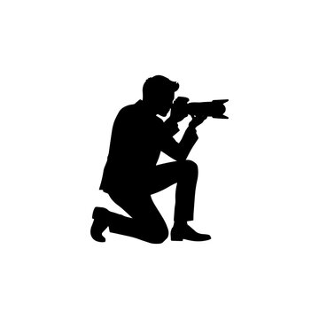 Photographer silhouette vector illustration isolated on white background.