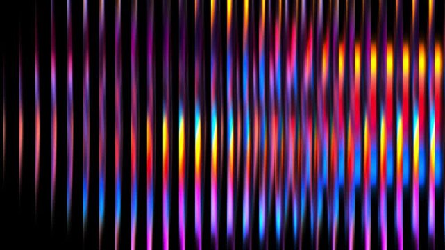 Abstract background with vertical neon glass rods reflecting vibrant pink and blue light in a dark futuristic studio setting with a clean aesthetic