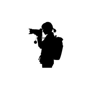 Photographer silhouette vector illustration isolated on white background.
