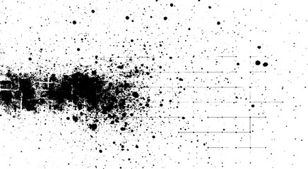 Fototapeta premium Distressed monochrome overlay for graphic design. Asymmetric black paint splatter background design