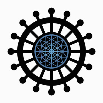 Circular vault mechanism with central network grid &ndash; Ideal for financial security, cyber defense, or protected data storage.
