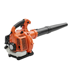 Naklejka premium Orange and black leaf blower machine professional gardening tool on transparent background