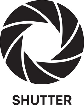 Camera shutter black silhouette aperture photography vector icon