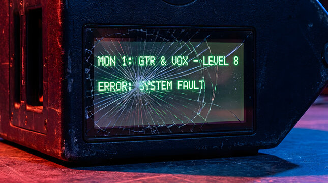 Broken Screen Display with System Fault Error Message