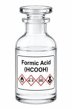 Vector illustration of formic acid in acid bottle for lab