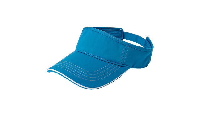 A sporty blue sun visor hat cap accessory for summer outdoor athletic activities isolated on transparent background