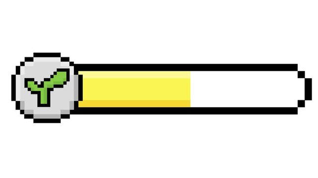 Vibrant pixel art progress indicator depicting a sprouting plant, symbolizing growth and positive development in digital interfaces